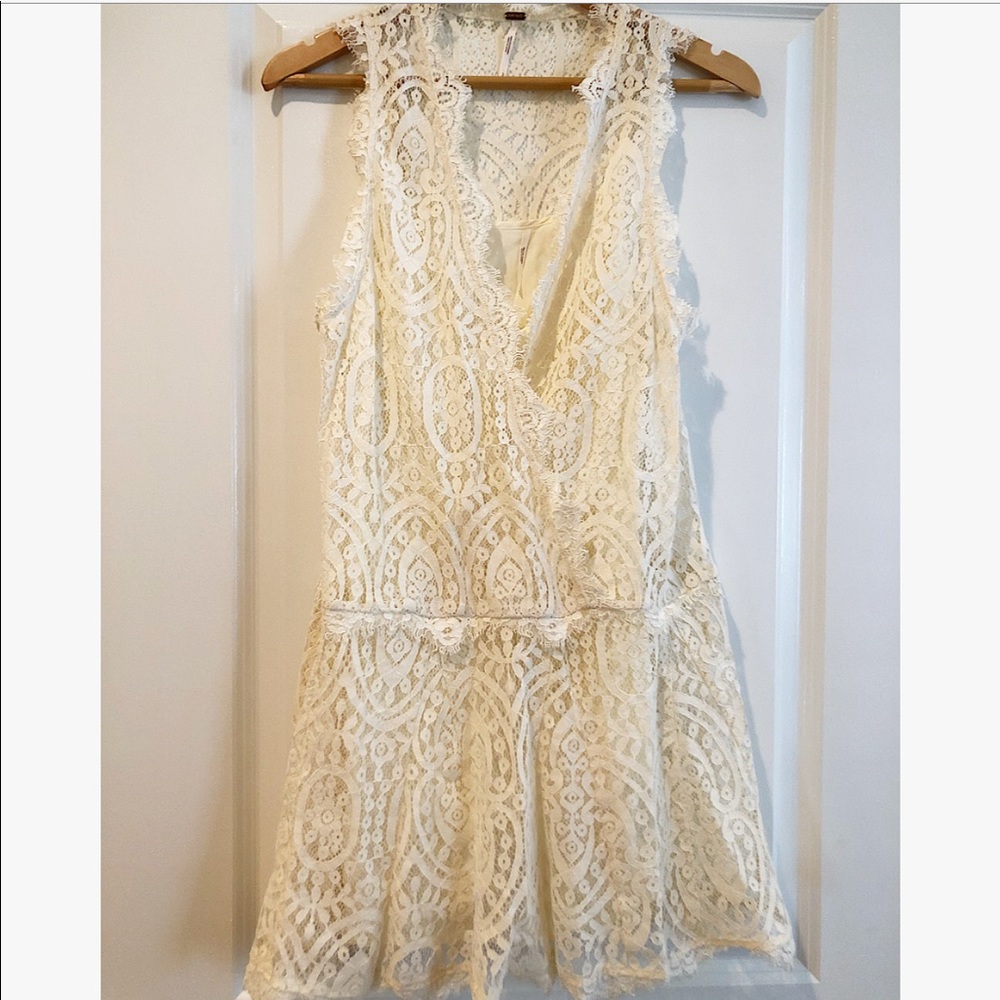 Free People Flirty Cream Lace Dress
